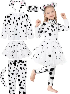 100 Days of School Dalmatians Costume Kids, Girl Cotton Costume Dalmatians Dog Outfit Set T-Shirt Tutu Leggings