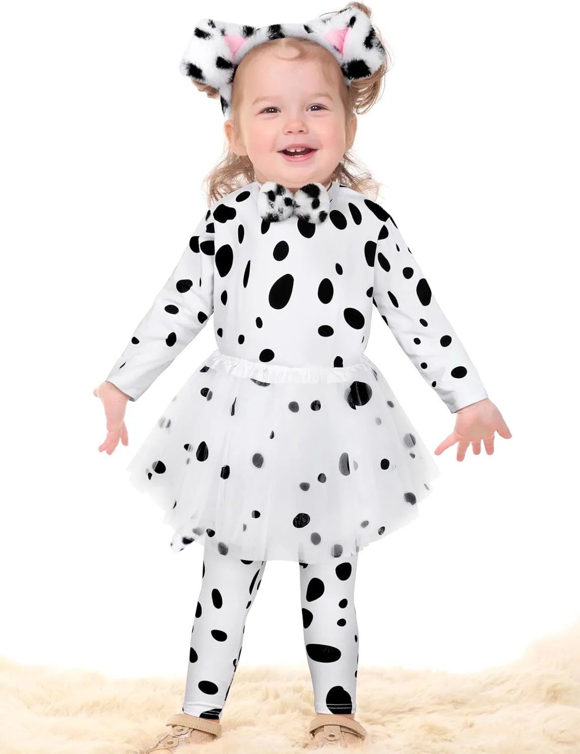 100 Days of School Dalmatians Costume Kids, Girl Cotton Costume Dalmatians Dog Outfit Set T-Shirt Tutu Leggings