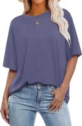 ANRABESS Womens Oversized T Shirts Short Sleeve Crewneck Tops Casual Loose Basic Tee Shirts 2025 Summer Trendy Outfits