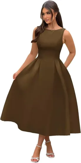 Boat Neck Prom Dresses A Line Satin Formal Evening Dress Tea Length Wedding Guest Gowns