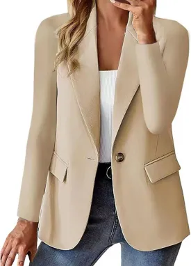 Bussiness Blazers for Women 2025 Lightweight Long Sleeves Single Button Office Blazer Jacket Open Front Cardigans