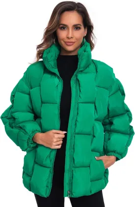 Epsion Womens Winter Casual Puffer Jacket Padded Long Sleeve Full Zipper Stand Collar Pockets Quilted Coats Outwear