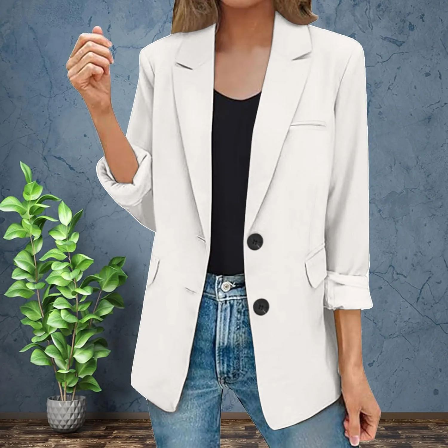 Fall Blazers for Women 2024 Business Casual Long Sleeve Dressy Open Front Coats Work Office Oversized Suit Jackets