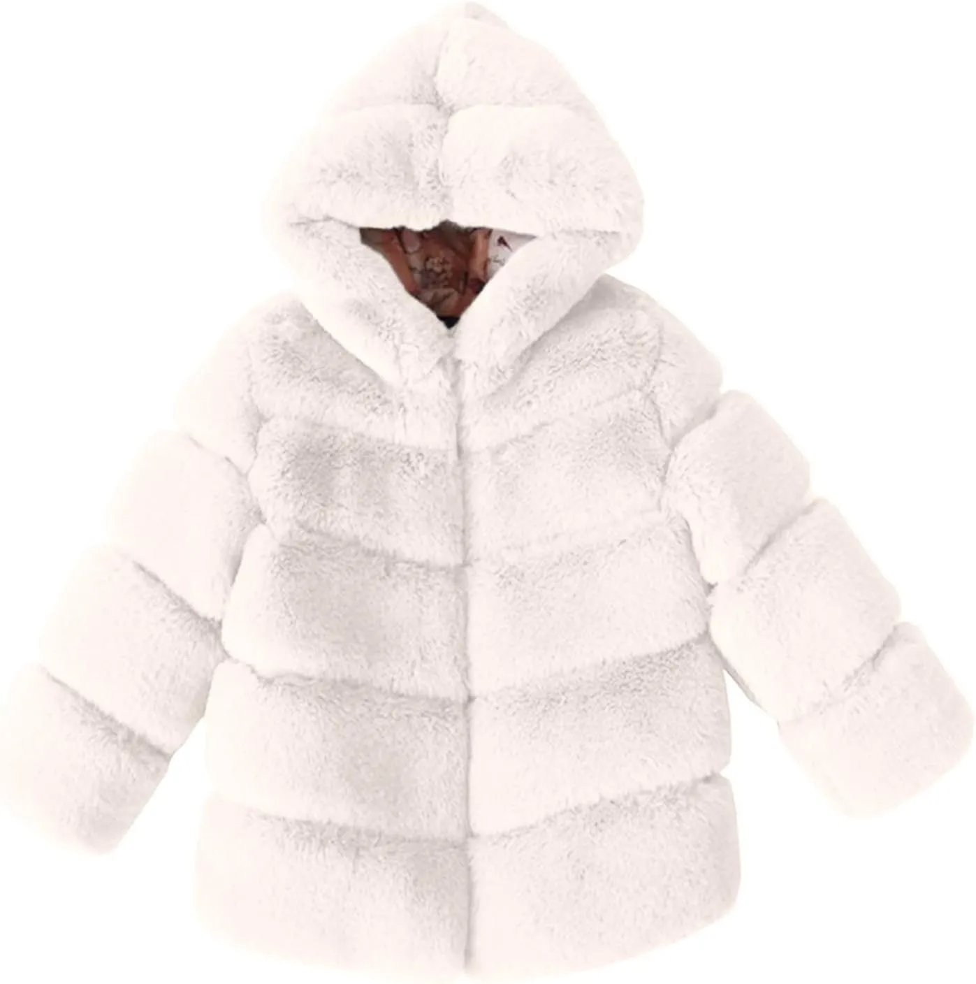 Girls Faux Fur Jacket Plush Sherpa Teddy Coat with Hood Toddler Winter Coats Warm Fuzzy Jackets Trendy Outerwear