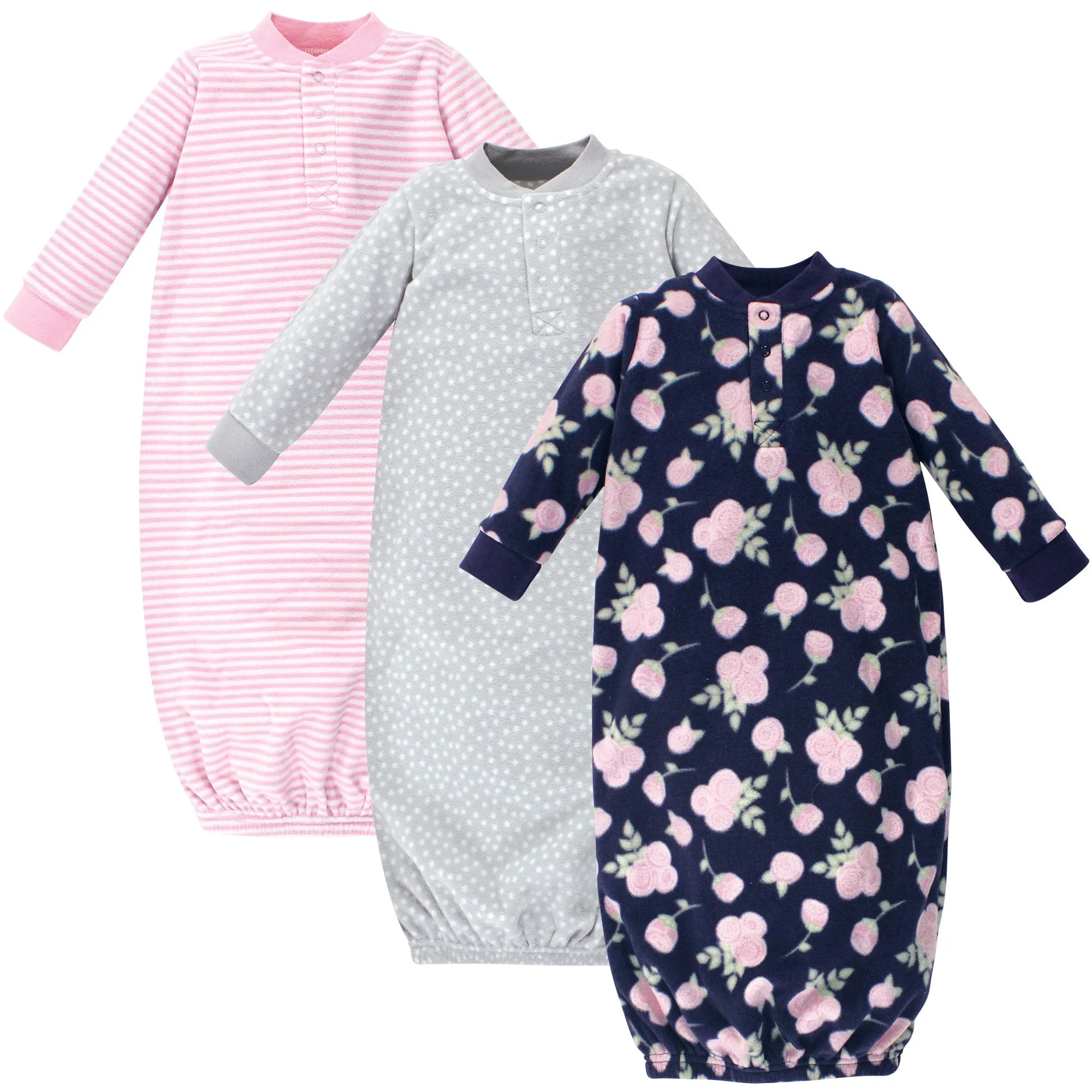 Hudson Baby Fleece Gowns, Navy Rose