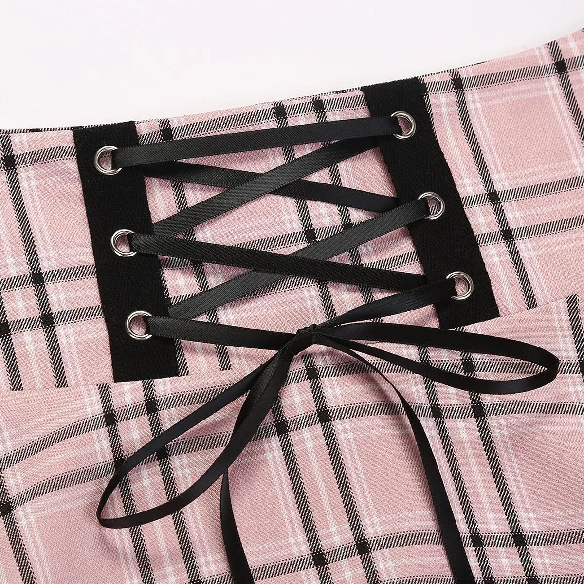 IDEALSANXUN Gothic Plaid Mini Skirts for Women Short High Waist Plaid Skirts