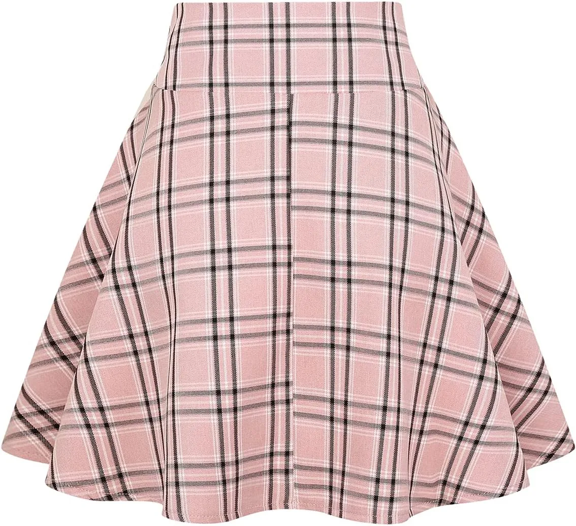 IDEALSANXUN Gothic Plaid Mini Skirts for Women Short High Waist Plaid Skirts