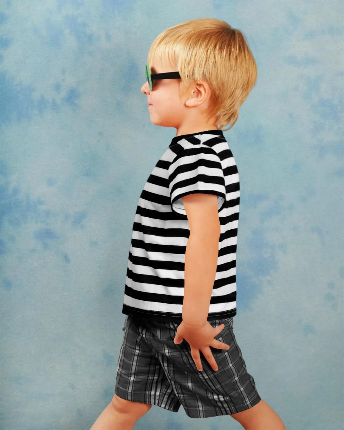 Kids Striped T Shirt, Boys Girls Short Sleeve T-Shirts, Crewneck Tee for Kids 3-12 Years