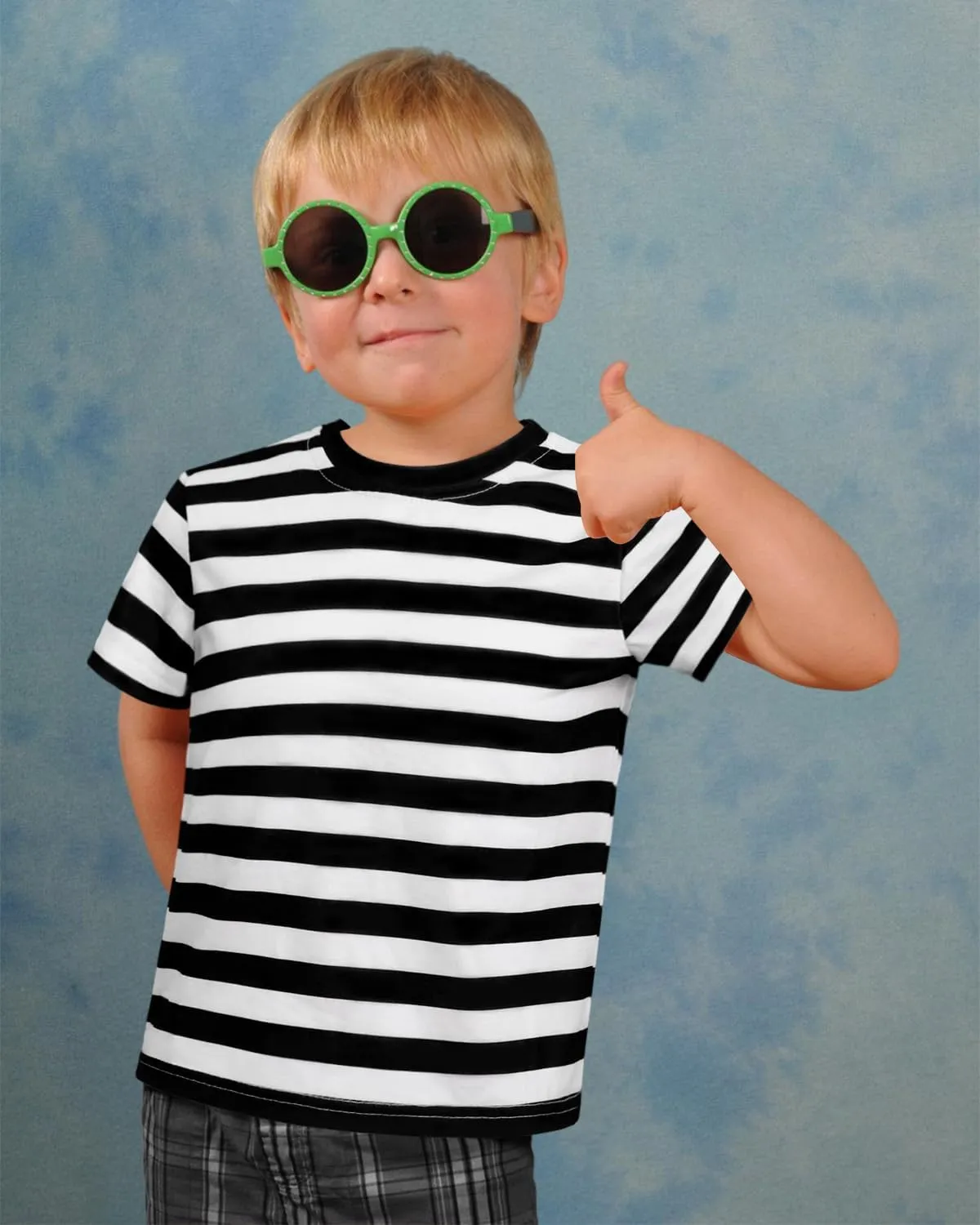 Kids Striped T Shirt, Boys Girls Short Sleeve T-Shirts, Crewneck Tee for Kids 3-12 Years