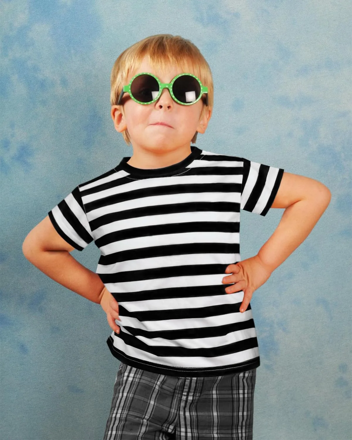 Kids Striped T Shirt, Boys Girls Short Sleeve T-Shirts, Crewneck Tee for Kids 3-12 Years