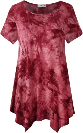 LARACE Short Sleeve Shirts for Womens Plus Size Tops Casual Summer Clothes Asymmetrical Tunic Blouses