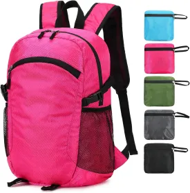 Lightweight Hiking Backpack Small,Waterproof Hiking Daypack,Foldable Backpack for Travel,Ultralight Daypack (Pink, Small)