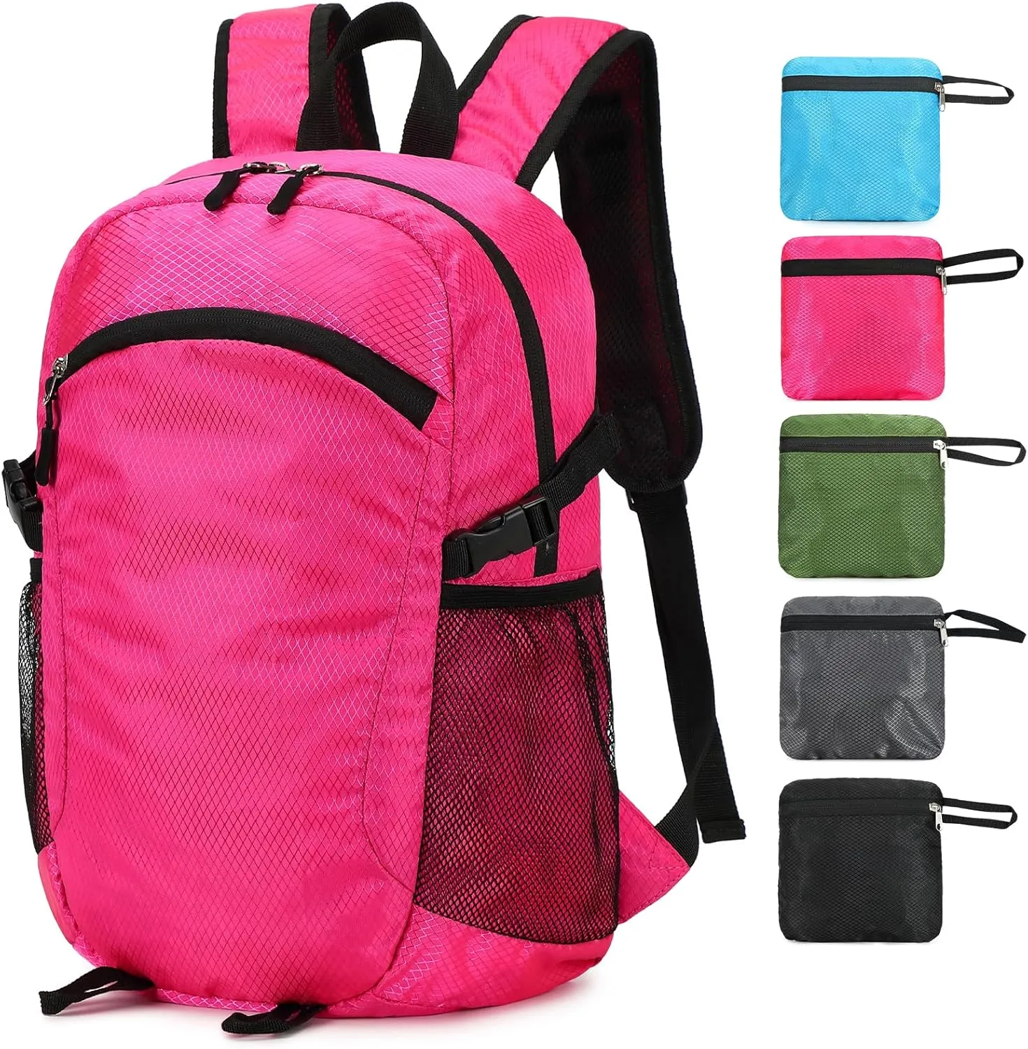 Lightweight Hiking Backpack Small,Waterproof Hiking Daypack,Foldable Backpack for Travel,Ultralight Daypack (Pink, Small)