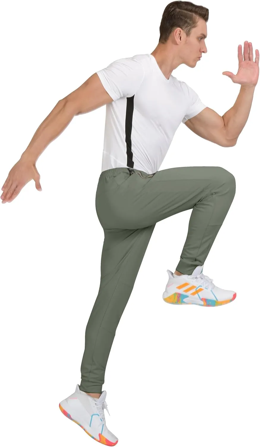 Little Donkey Andy Men's Lightweight Tapered Joggers, Quick-Dry Stretch Athletic Track Pants for Running, Gym, and Training