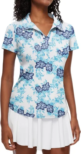 Loovoo Womens Golf Shirts Short Sleeve Collared V-Neck Casual Polos Quick Dry Workout Tennis Tops
