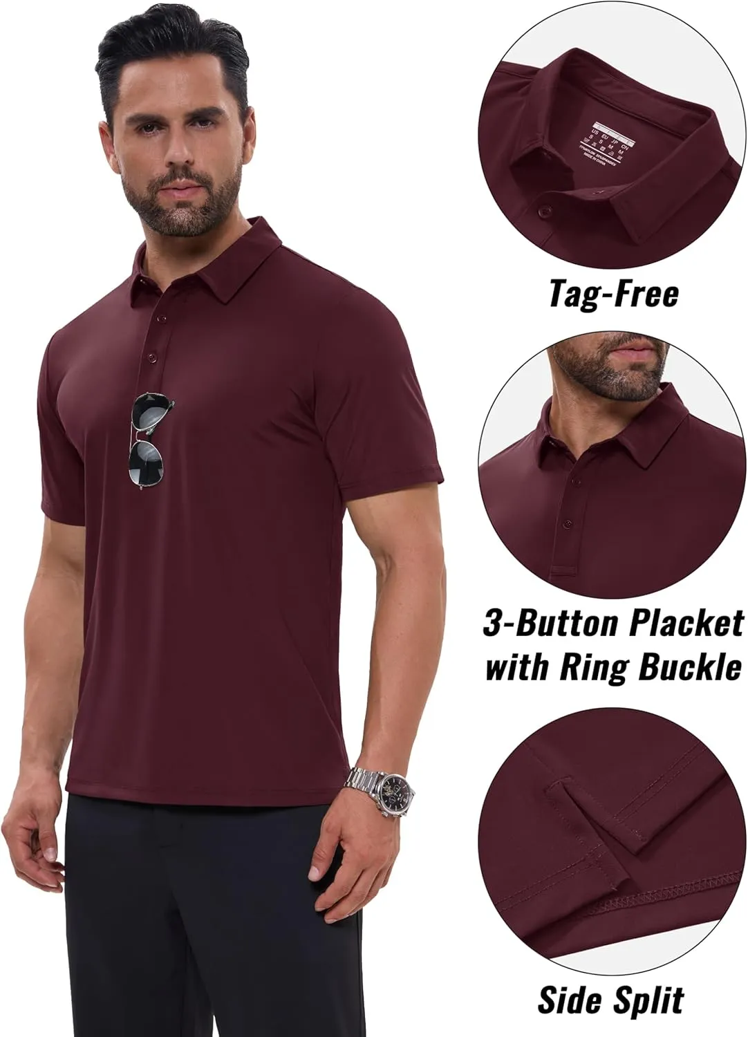 MAGCOMSEN Men's Polo Shirts Short Sleeve Dry Fit Golf Shirts Moisture Wicking Performance Athletic Casual Collared Shirt