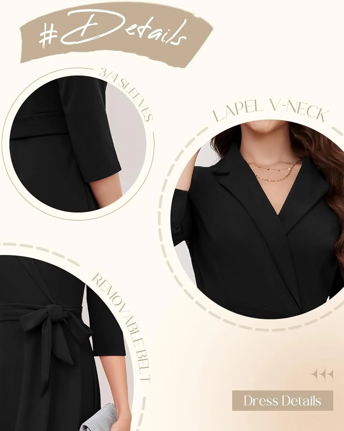Meetjen Women's V-Neck Formal Dresses 3/4 Sleeve Modest Church Fit and Flare Cocktail Dress for Wedding Guest