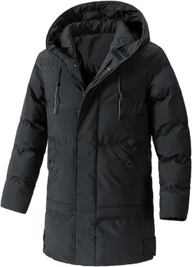 Men's Puffer Jacket Lightweight Men's Winter Thickened Solid Color Casual Lightweight Warm Winter Jackets for Men