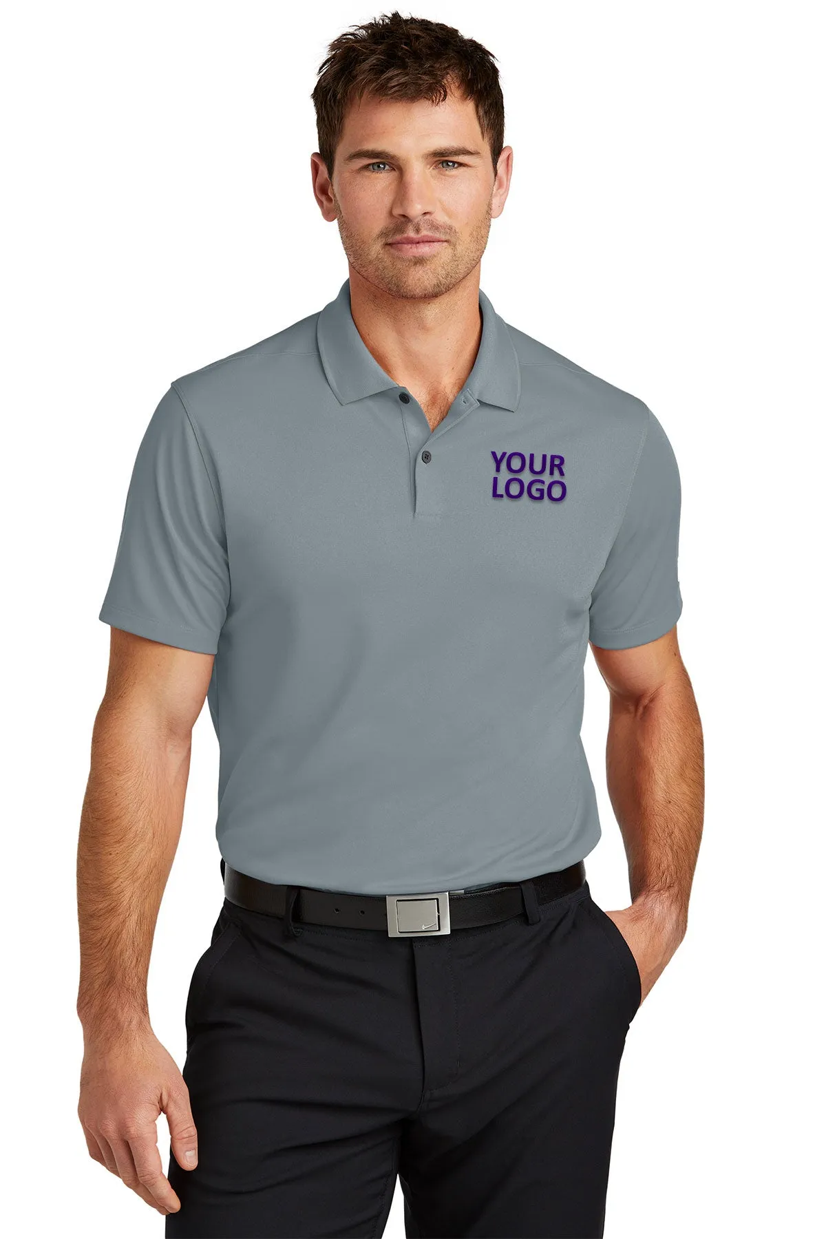 Nike Victory Solid Custom Polos, Cool Grey