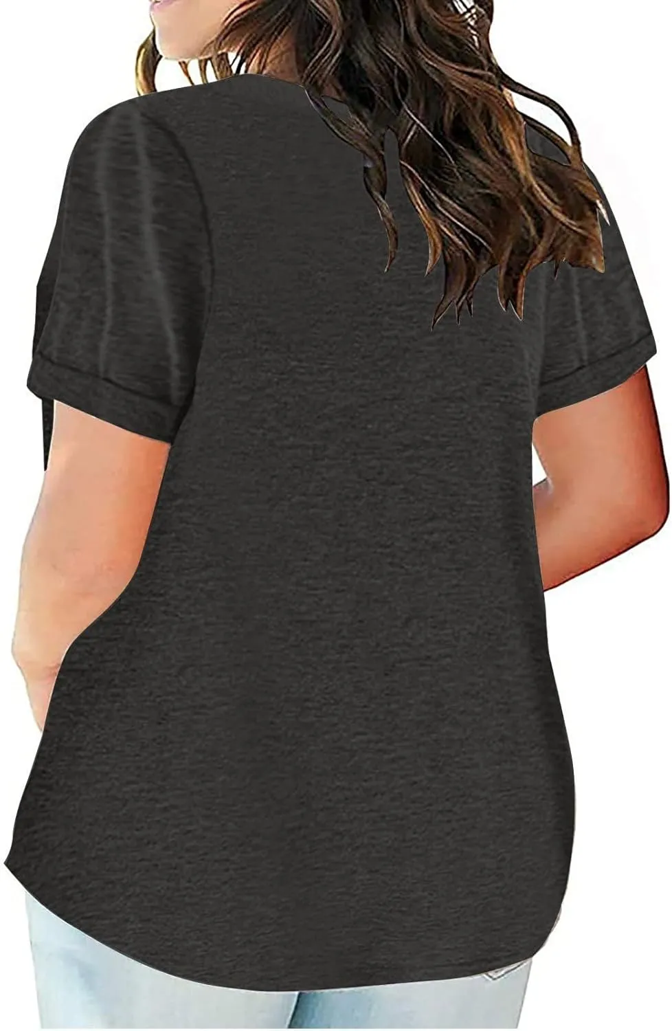 Plus Size Tops for Women Short Sleeve Oversized Henley Shirts V Neck Casual Fashion Tunic Top Basic Loose Blouses