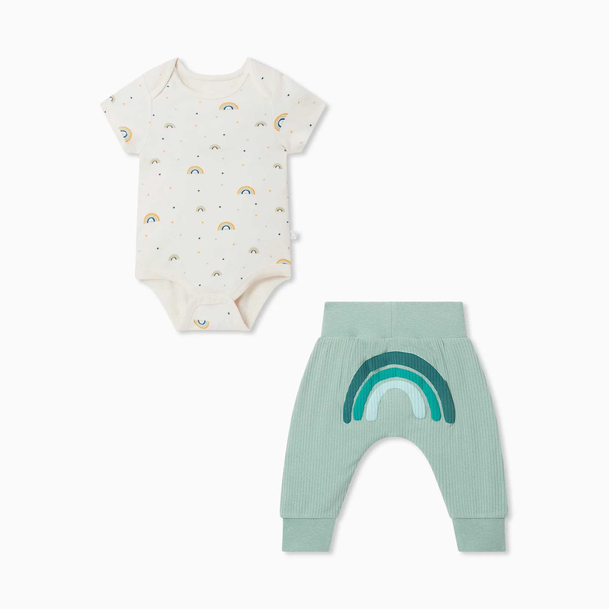 Rainbow Short Sleeve Bodysuit & Ribbed Joggers Outfit