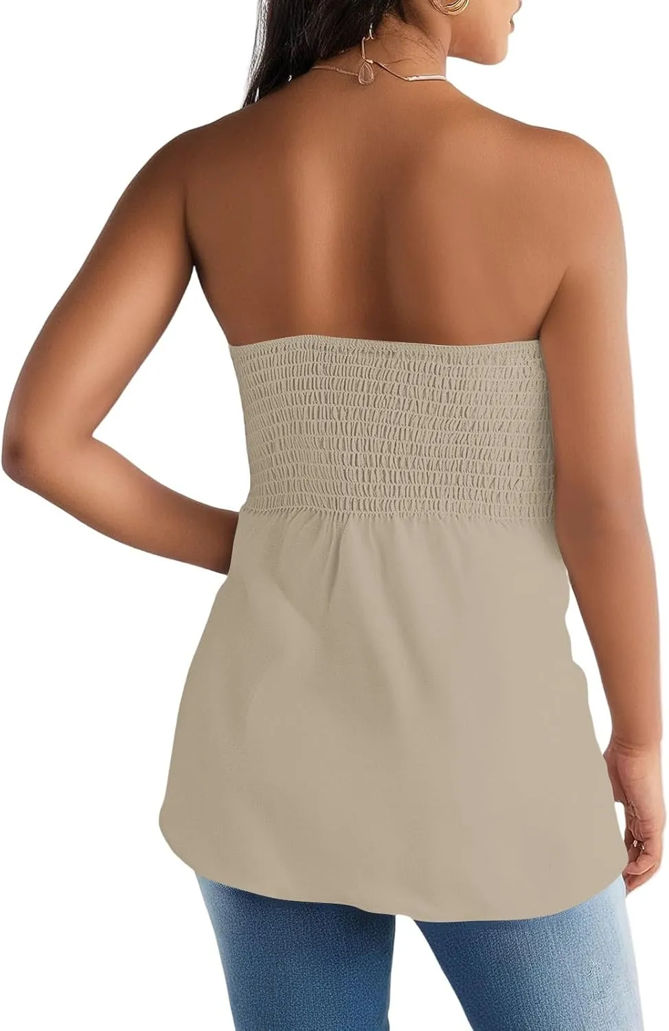 Sexy Tank Tops for Women Summer Strapless Tube Top Flare Hem Bandeau Backless Funny Shirts Holiday Sleeveless Blouse