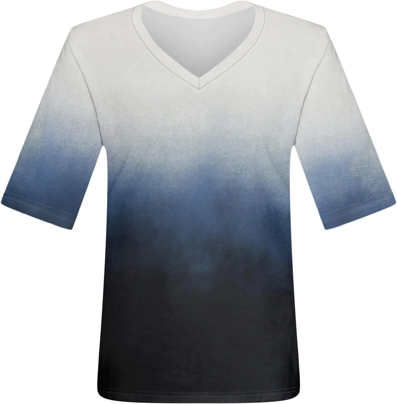 Summer Tops for Women 2025 Half Sleeve Top Printed V Neck Shirts Gradient Loose Fit Elbow Length Sleeve Blouse