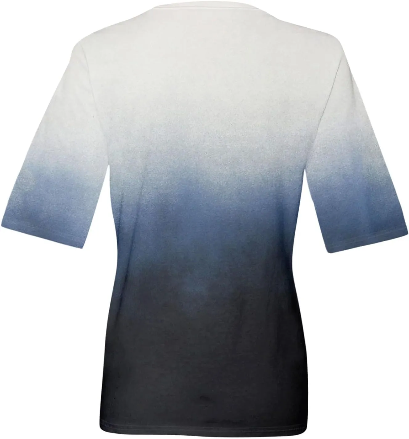 Summer Tops for Women 2025 Half Sleeve Top Printed V Neck Shirts Gradient Loose Fit Elbow Length Sleeve Blouse