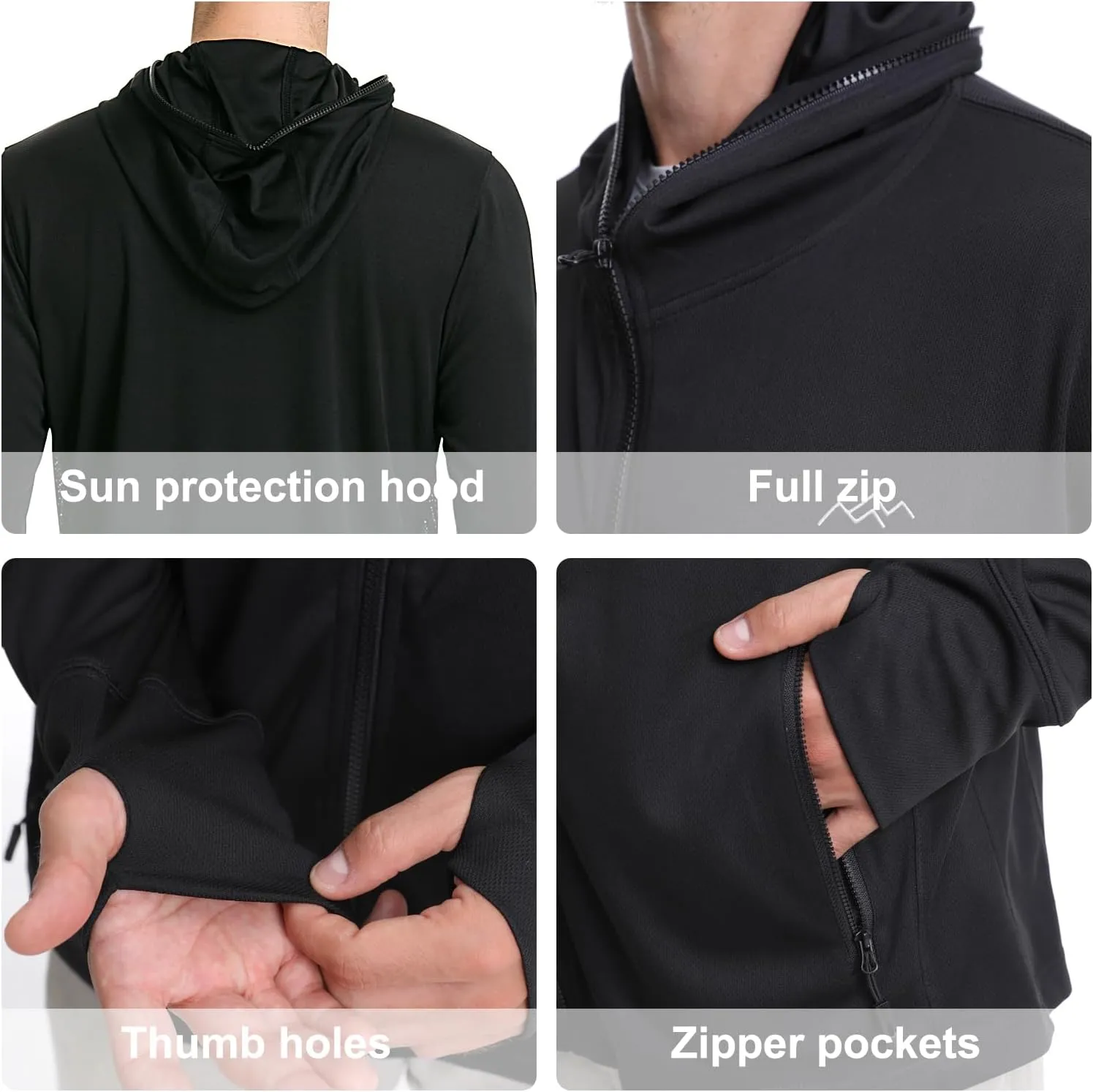 TRAILSIDE SUPPLY CO. Men's UPF50  Sun Protection Lighweight Running Jackets Full Zip Workout Athletic Jackets