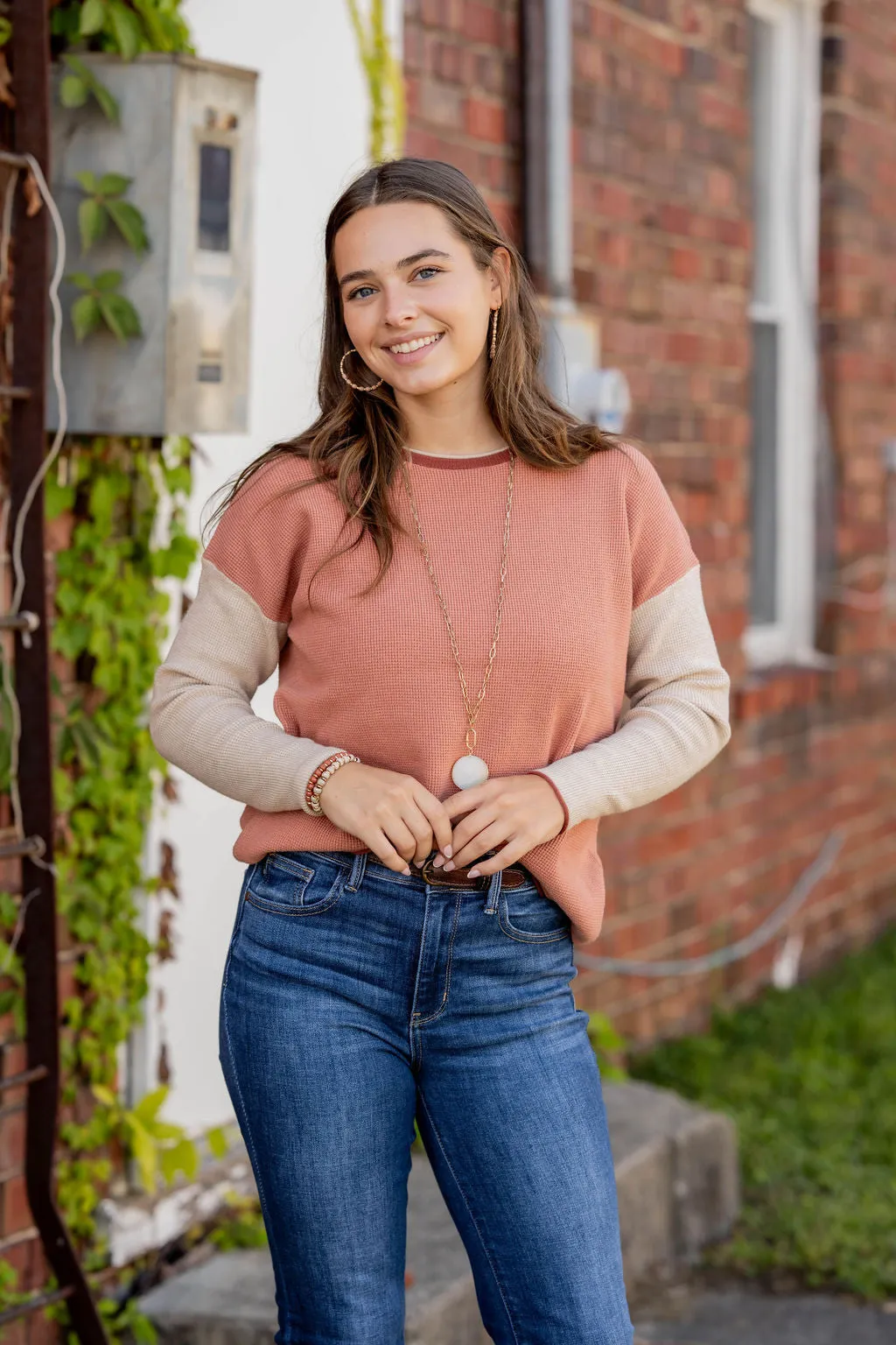 Tri Color Thermal Sweater Tee