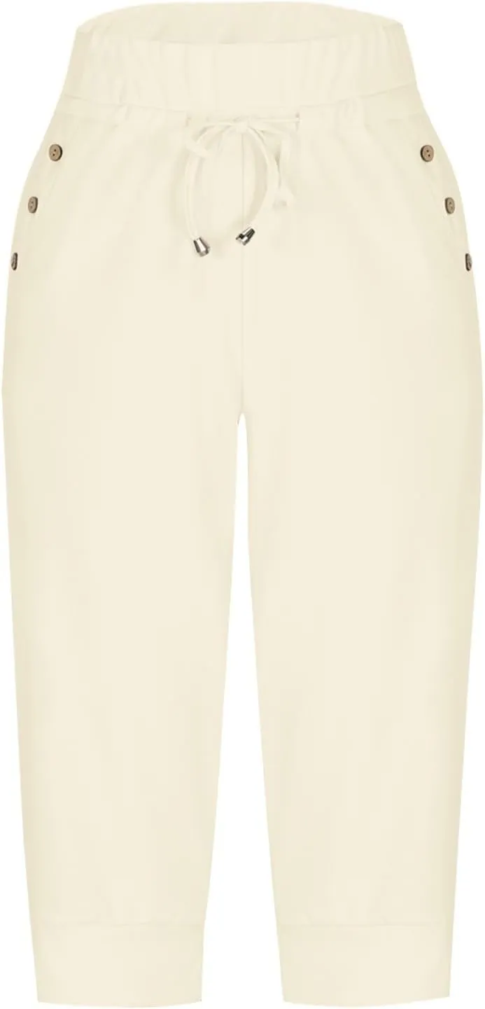 Women Capri Pants High Waist Yoga Crop Athletic Trousers Straight Leg Pants Capris Sweatpants Casual Joggers