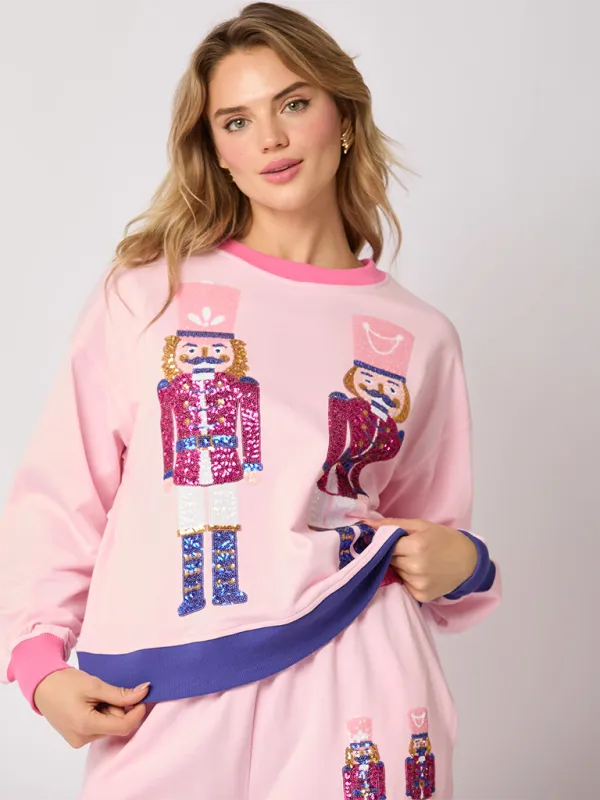 Women Christmas Loungewear Set with Sparkling Nutcracker