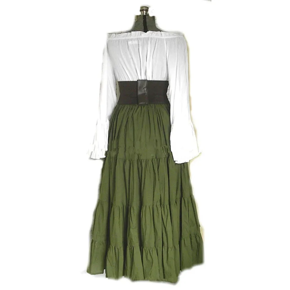 Women Court Retro Corset Maxi Flared Sleeves Vintage Vestido Viking Dress