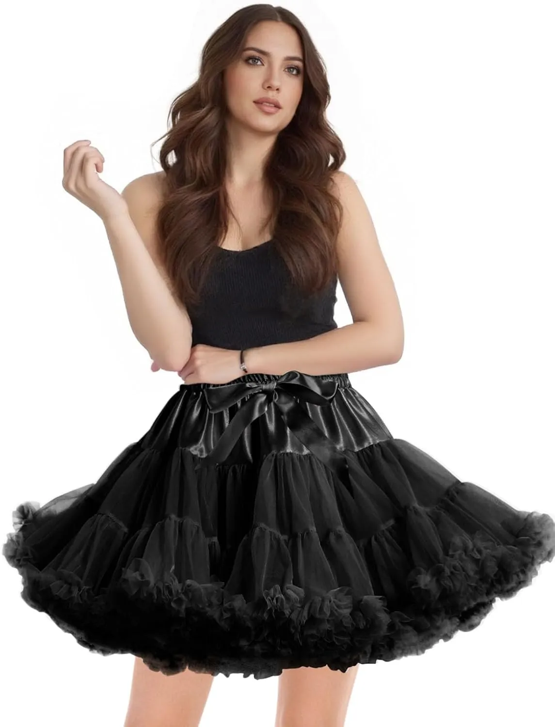 Women's Petticoats for Women Elastic Waist Chiffon Puffy Tutu Skirt Princess Ballet Dance Underskirt Party Cosplay Skirt