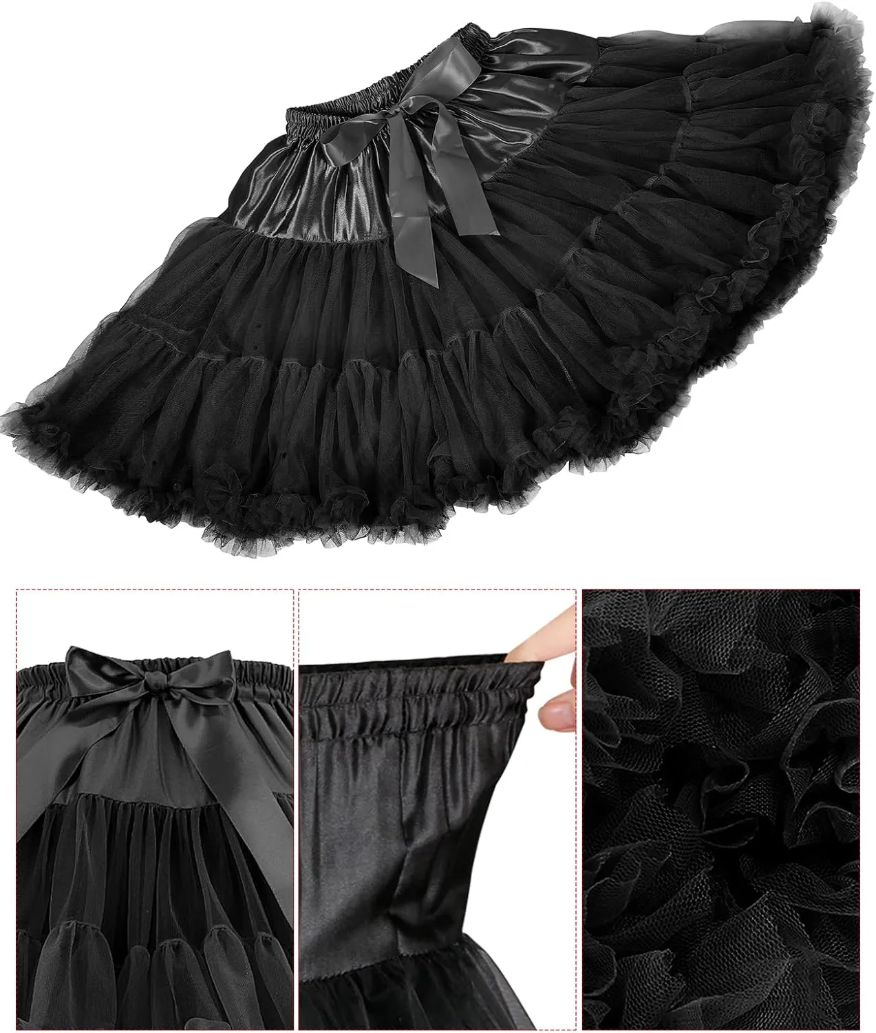Women's Petticoats for Women Elastic Waist Chiffon Puffy Tutu Skirt Princess Ballet Dance Underskirt Party Cosplay Skirt