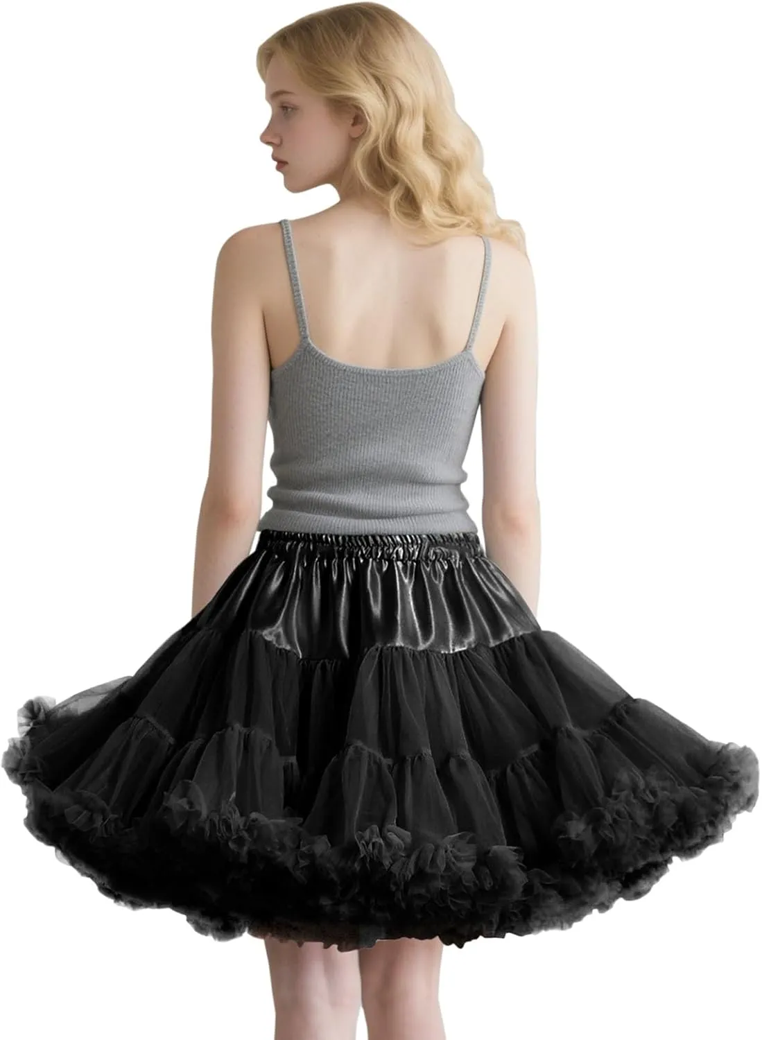 Women's Petticoats for Women Elastic Waist Chiffon Puffy Tutu Skirt Princess Ballet Dance Underskirt Party Cosplay Skirt