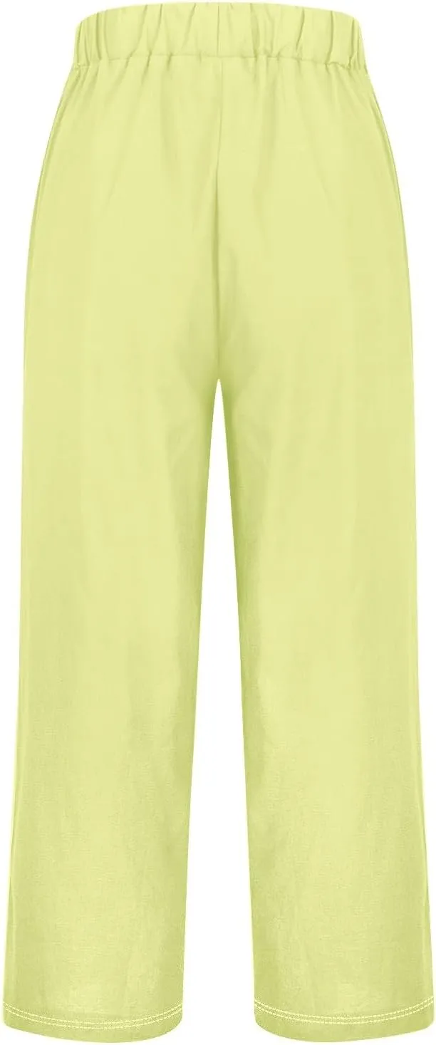 Women's Summer Drawstring Waist Cotton and Linen Long Pants Lounge Sweatpants with Pockets 2025 Spring Fall Summer