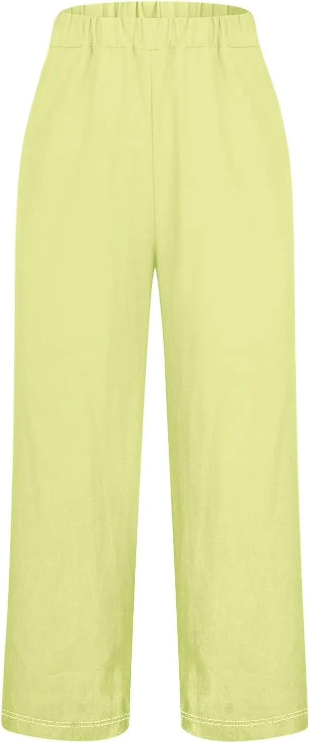 Women's Summer Drawstring Waist Cotton and Linen Long Pants Lounge Sweatpants with Pockets 2025 Spring Fall Summer