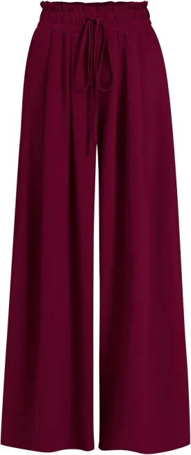 Womens Wide Leg Casual Pants with Pockets Loose Flowy High Waisted Lounge Trousers