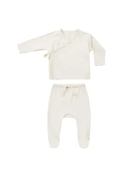 Wrap Top   Footed Pant Set (Ivory)