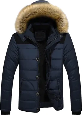 Ymosrh Jackets for Men Outdoor Warm Winter Thick Jacket Hooded Coat with Zipper Pocket Jackets