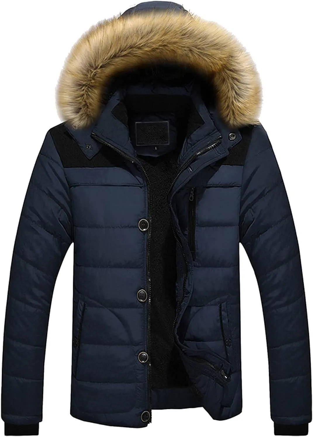 Ymosrh Jackets for Men Outdoor Warm Winter Thick Jacket Hooded Coat with Zipper Pocket Jackets